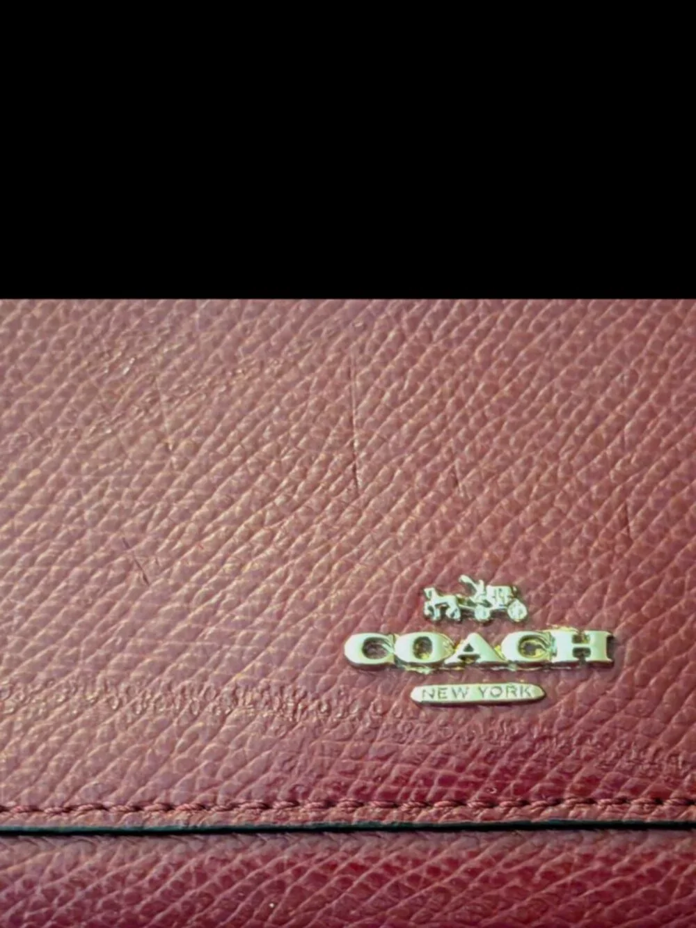 Coach Accordion Zip Burgundy Crossgrain Leather 7.75